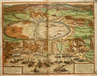 Mapa de Túnez, Túnez, del Civitates Orbis Terrarum de Georg Braun y Franz Hogenberg