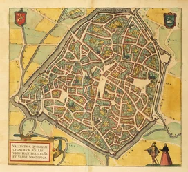 Mapa de Valenciennes de Civitates Orbis Terrarum por Georg Braun