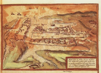 Mapa de la isla de Malta, de Civitates Orbis Terrarum por Georg Braun