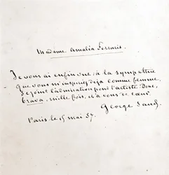 Carta de George Sand (Aurore Dupin, Baronesa Dudevant) a Madame Amalia Ferraris, París 19 de marzo