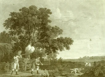 Dos caballeros disparando, Placa 3