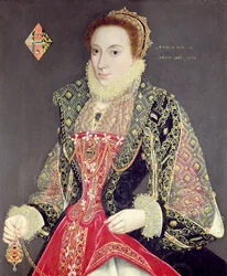Mary Denton, nacida Martyn, 15 años en 1573 (óleo sobre tabla)