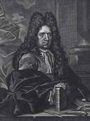 Retrato de George Shelley calígrafo inglés del siglo XVIII grabado por George Bickham.