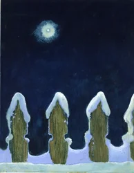 Cerca nevada a la luz de la luna, 1970s