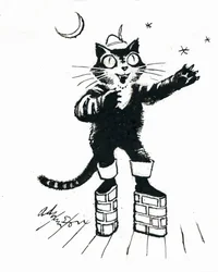 El gato con botas (plataforma de pared de ladrillo)
