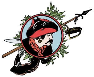 Medallón con retrato de pirata. Ilustración de "El libro de los piratas" de George Albert Williams (1875-1932) 1913