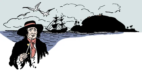 Representación de la Isla Tortuga en el Mar Caribe. Ilustración de “The boys book of pirates” de George Albert Williams (1875-1932) 1913