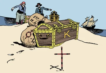 Transporte del tesoro. Ilustración de “El libro de los piratas y los grandes corsarios” de George Albert Williams (1875-1932) 1900