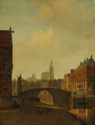 Vista imaginaria de Arnhem, finales de la década de 1830 (óleo sobre tabla de madera)