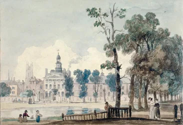 Vista exterior del antiguo Hospital de Belén, Moorfields, Ciudad de Londres, 1811