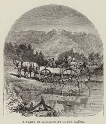 Un grupo de mormones en el Cañón de Ogden