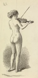 Mujer desnuda tocando el violín