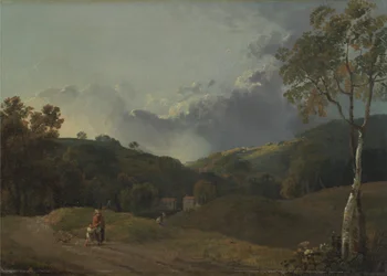 Paisaje con aldeanos