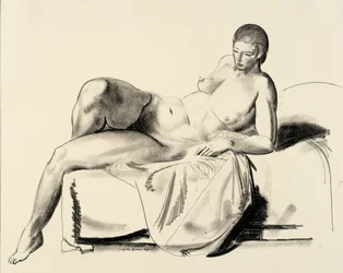Estudio de desnudo, clásica en un sofá