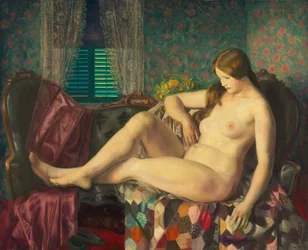 Desnudo con colcha hexagonal