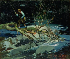 La pesca de la trucha (óleo sobre lienzo)