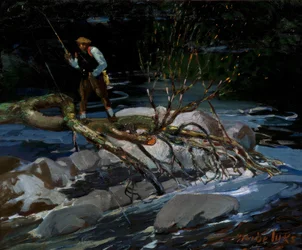Pesca de truchas, "The Screecher", Lago Rossignol, Nueva Escocia