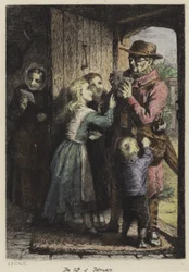 Un cartero entregando correo a una casa en el Día de San Valentín