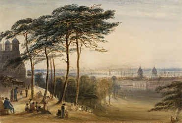 Greenwich desde la colina del Observatorio, c.1850 (acuarela)