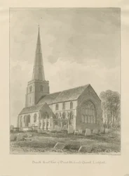Lichfield - Iglesia de San Miguel: dibujo en sepia