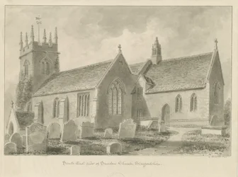 Iglesia de Sandon: dibujo en sepia, 1841