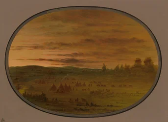 Un campamento indio al atardecer, 1861-1869