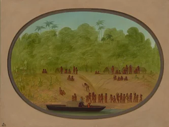 Un pueblo Omagua - Boceto de barco, 1854-1869