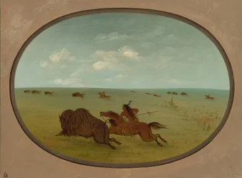 Caza de búfalos, indios sioux, Alto Missouri