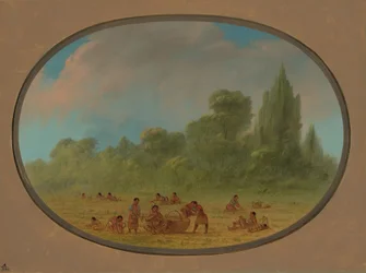 Indios Caddoe recogiendo fresas silvestres, 1861-1869