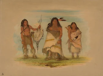 Jefe Camanchee, su esposa y un guerrero, 1861