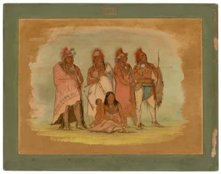 Jefe y miembros de la tribu Konza