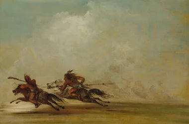 Guerrero comanche lanzando a un Osage, a toda velocidad