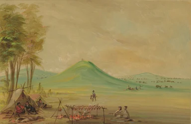 Expedición acampada en una pradera de Texas, abril de 1686
