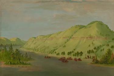 El padre Hennepin dejando el Mississippi para unirse a La Salle. 8 de mayo de 1680, 1847-1848