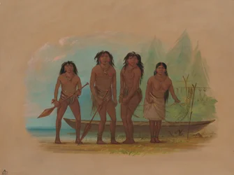 Cuatro indios fueguinos
