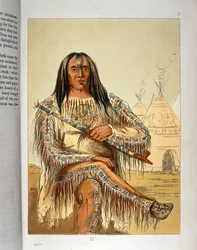 Jefe indio Blackfoot con pipa