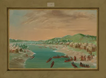 La Salle y su grupo llegan al pueblo de los Illinois, 1 de enero de 1680, 1847-48