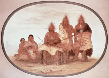Guerreros Pawnee, c.1832 (litografía en color)