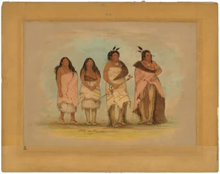 Jefe Pawnee, dos hijas y un guerrero