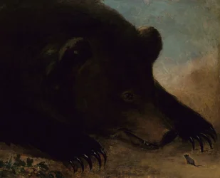 Retratos de un oso grizzly y un ratón, tamaño natural