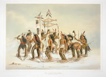 Danza con raquetas de nieve en la primera nevada. Ojibwa