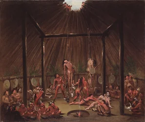 La escena del corte, ceremonia Mandan O-kee-pa