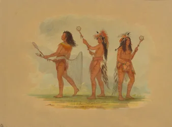 Tres jugadores de pelota célebres - Choctaw, Sioux y Ojibbeway, 1861.