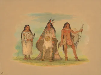 Tres indios Minatarree, 1861