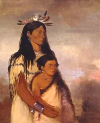 Túnk-aht-óh-ye, Tronador, un chico, y Wun-pán-to-mee, Comadreja Blanca, una chica.