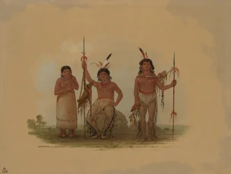 Dos guerreros arapaho y una mujer, 1861-1869