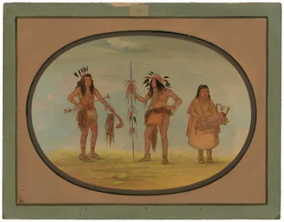 Dos guerreros ojibwe y una mujer