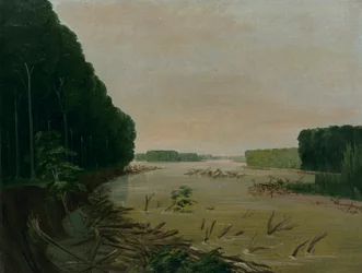 Vista en el Missouri, bancos aluviales cayendo, 600 millas arriba de St. Louis, 1832