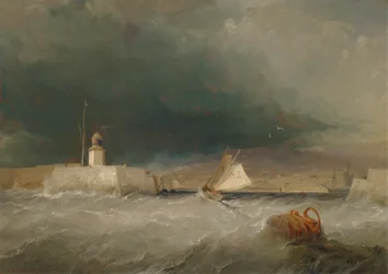 Puerto en un día tormentoso