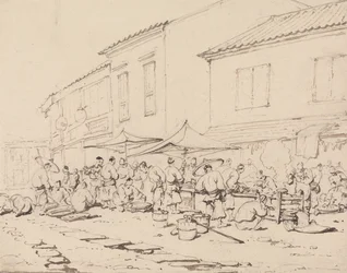 Una plaza de mercado y una multitud